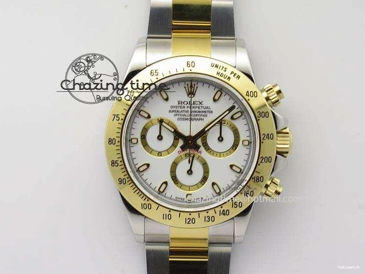 YG Bracelet Dial On Edition JF Daytona A7750 YG Best SS SS 116523 White 0106